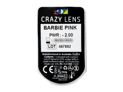 CRAZY LENS - Barbie Pink - lentile zilnice cu dioptrie (2 lentile) - vizualizare ambalaj