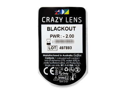 CRAZY LENS - Black Out - lentile zilnice cu dioptrie (2 lentile) - vizualizare ambalaj