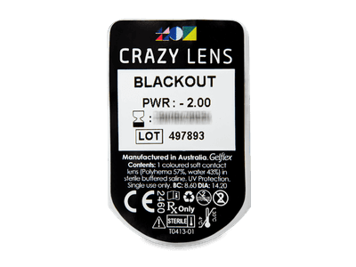 CRAZY LENS - Black Out - lentile zilnice cu dioptrie (2 lentile) - vizualizare ambalaj