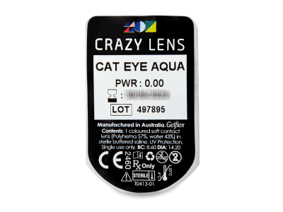 CRAZY LENS - Cat Eye Aqua - lentile zilnice fără dioptrie (2 lentile) - vizualizare ambalaj