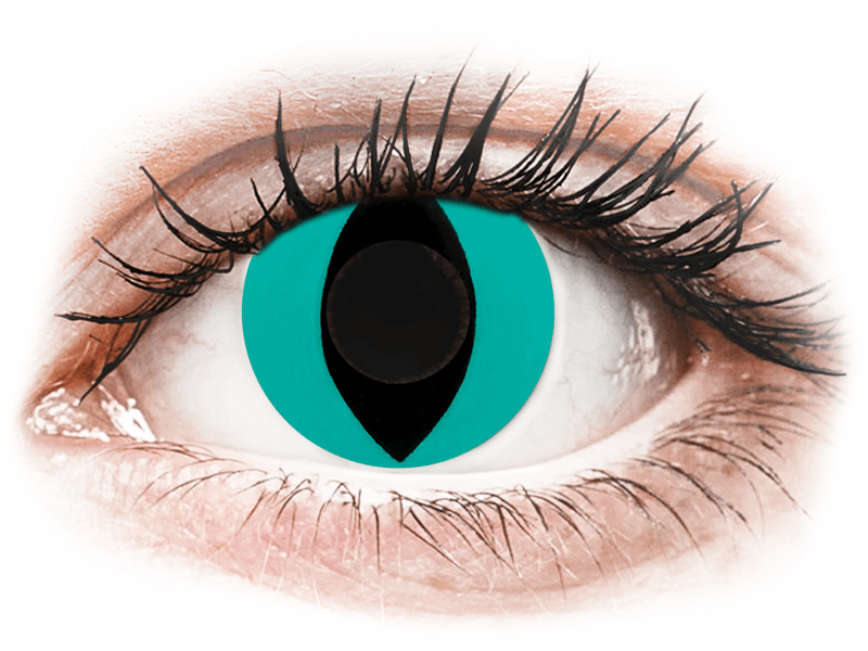 CRAZY LENS - Cat Eye Aqua - lentile zilnice fără dioptrie (2 lentile) - Lentile colorate