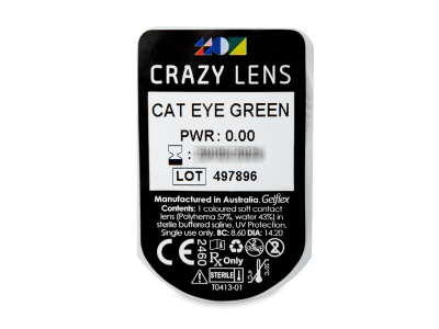 CRAZY LENS - Cat Eye Green - lentile zilnice fără dioptrie (2 lentile) - vizualizare ambalaj