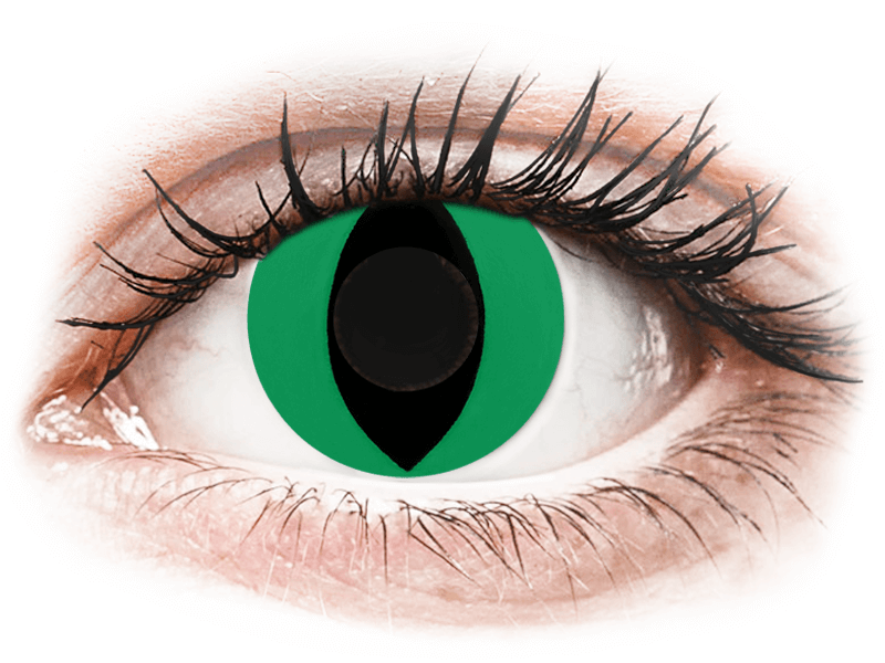 CRAZY LENS - Cat Eye Green - lentile zilnice fără dioptrie (2 lentile) - Lentile colorate