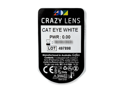 CRAZY LENS - Cat Eye White - lentile zilnice fără dioptrie (2 lentile) - vizualizare ambalaj