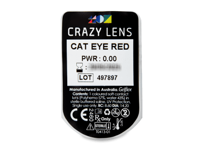 CRAZY LENS - Cat Eye Red - lentile zilnice fără dioptrie (2 lentile) - vizualizare ambalaj