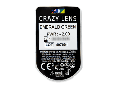 CRAZY LENS - Emerald Green - lentile zilnice cu dioptrie (2 lentile) - vizualizare ambalaj