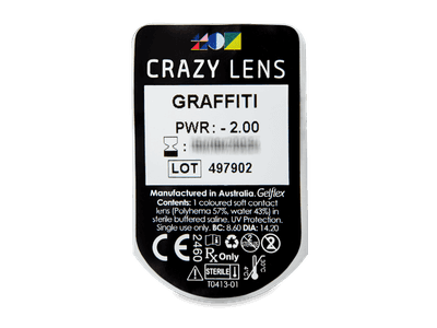 CRAZY LENS - Graffiti - lentile zilnice cu dioptrie (2 lentile) - vizualizare ambalaj