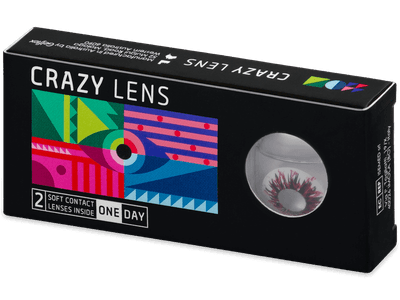 CRAZY LENS - Harlequin Black - lentile zilnice cu dioptrie (2 lentile) - Lentile colorate