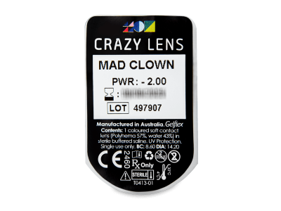 CRAZY LENS - Mad Clown - lentile zilnice cu dioptrie (2 lentile) - vizualizare ambalaj