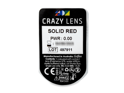 CRAZY LENS - Solid Red - lentile zilnice fără dioptrie (2 lentile) - vizualizare ambalaj