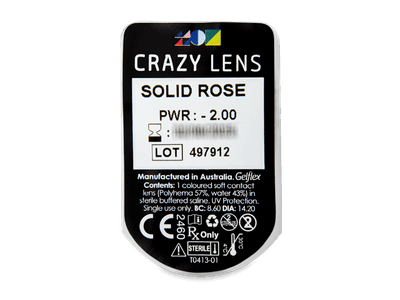 CRAZY LENS - Solid Rose - lentile zilnice cu dioptrie (2 lentile) - vizualizare ambalaj