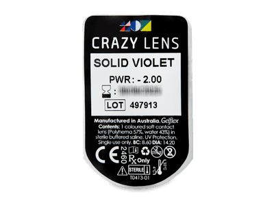 CRAZY LENS - Solid Violet - lentile zilnice cu dioptrie (2 lentile) - vizualizare ambalaj