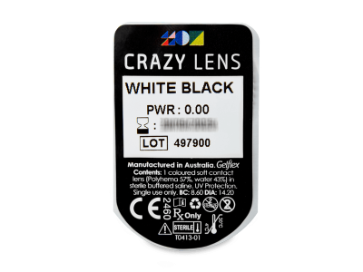 CRAZY LENS - White Black - lentile zilnice fără dioptrie (2 lentile) - vizualizare ambalaj