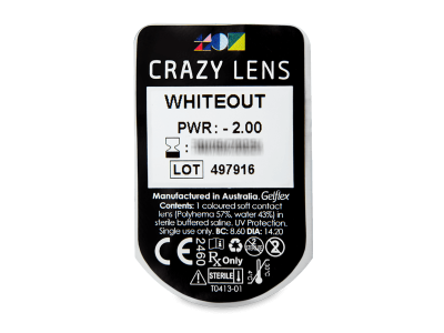 CRAZY LENS - WhiteOut - lentile zilnice cu dioptrie (2 lentile) - vizualizare ambalaj
