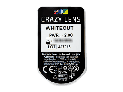 CRAZY LENS - WhiteOut - lentile zilnice cu dioptrie (2 lentile) - vizualizare ambalaj