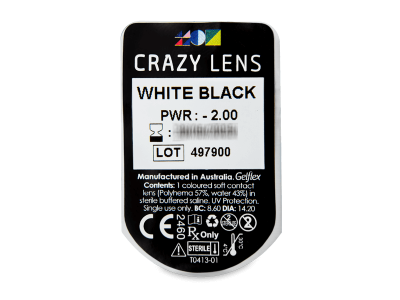 CRAZY LENS - White Black - lentile zilnice cu dioptrie (2 lentile) - vizualizare ambalaj