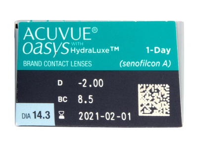 Acuvue Oasys 1-Day with Hydraluxe (30 lentile) - vizualizare parametrii
