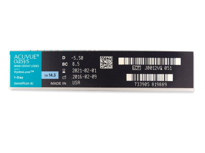 Acuvue Oasys 1-Day with Hydraluxe (90 lentile) - vizualizare parametrii