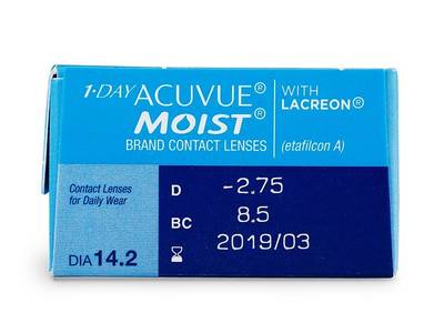 1 Day Acuvue Moist (30 lentile) - vizualizare parametrii