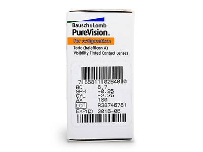 PureVision Toric (6 lentile) - vizualizare parametrii