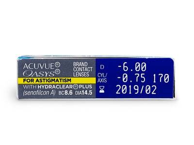 Acuvue Oasys for Astigmatism (6 lentile) - vizualizare parametrii