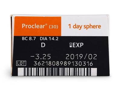 Proclear 1 Day (30 lentile) - vizualizare parametrii