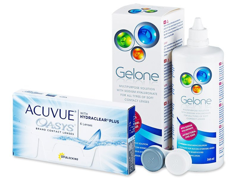 Acuvue Oasys (6 lentile) + soluție Gelone 360 ml - Pachet avantajos