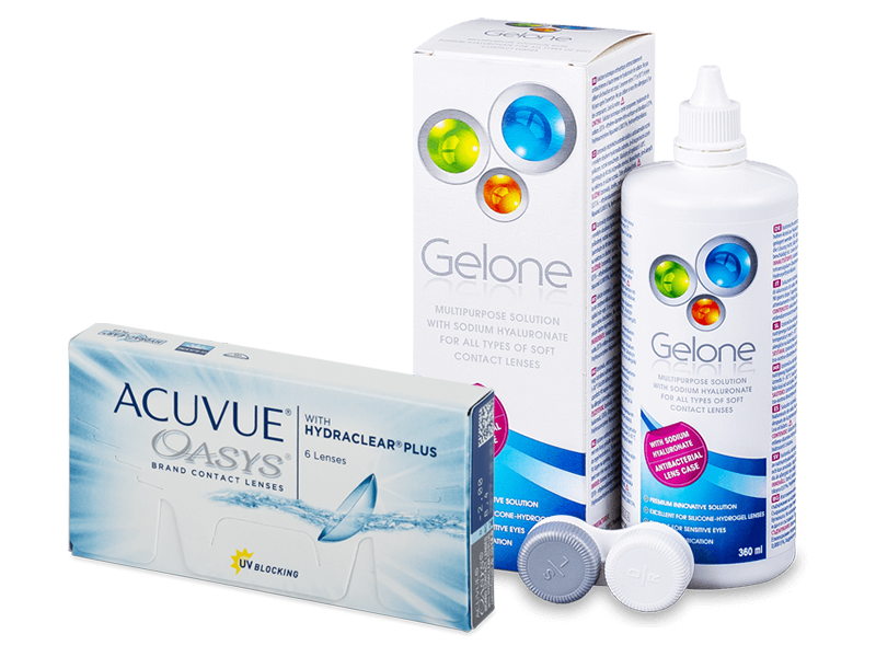 Acuvue Oasys (6 lentile) + soluție Gelone 360 ml - Pachet avantajos