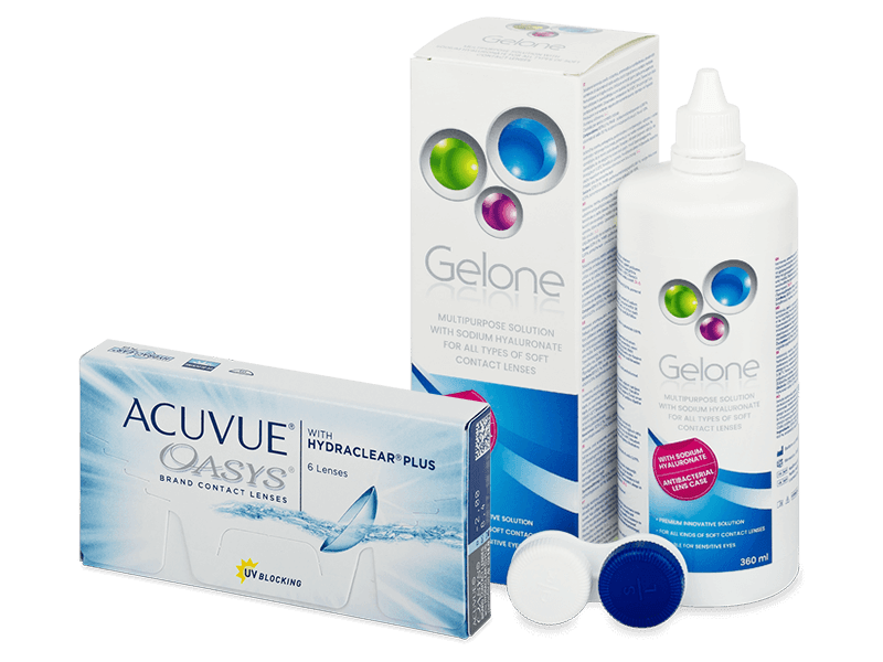 Acuvue Oasys (6 lentile) + soluție Gelone 360 ml - Pachet avantajos