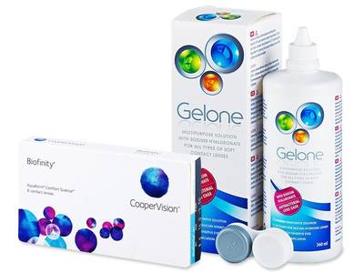 Biofinity (6 lentile) + soluție Gelone 360 ml - design-ul vechi