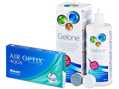 Air Optix Aqua (6 lentile) + soluție Gelone 360 ml - Pachet avantajos