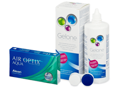 Air Optix Aqua (6 lentile) + soluție Gelone 360 ml - design-ul vechi
