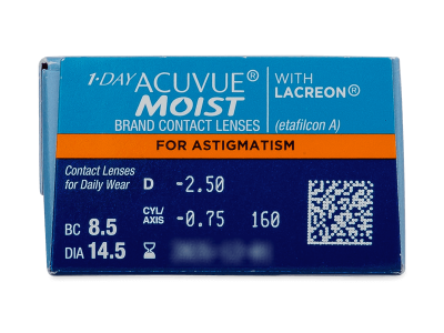 1 Day Acuvue Moist for Astigmatism (30 lentile) - vizualizare parametrii