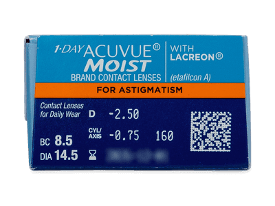 1 Day Acuvue Moist for Astigmatism (30 lentile) - vizualizare parametrii