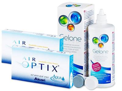 Air Optix Aqua (2x3 lentile) + soluție Gelone 360 ml - design-ul vechi